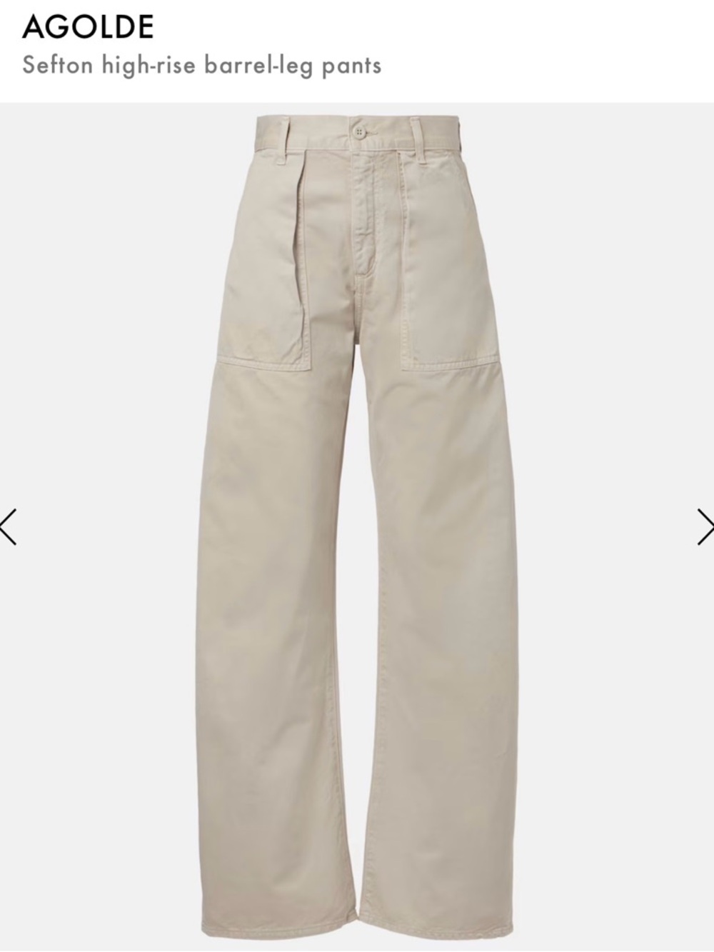 Agolde Sefton High-Rise Wide-Leg Pants in Light Beige